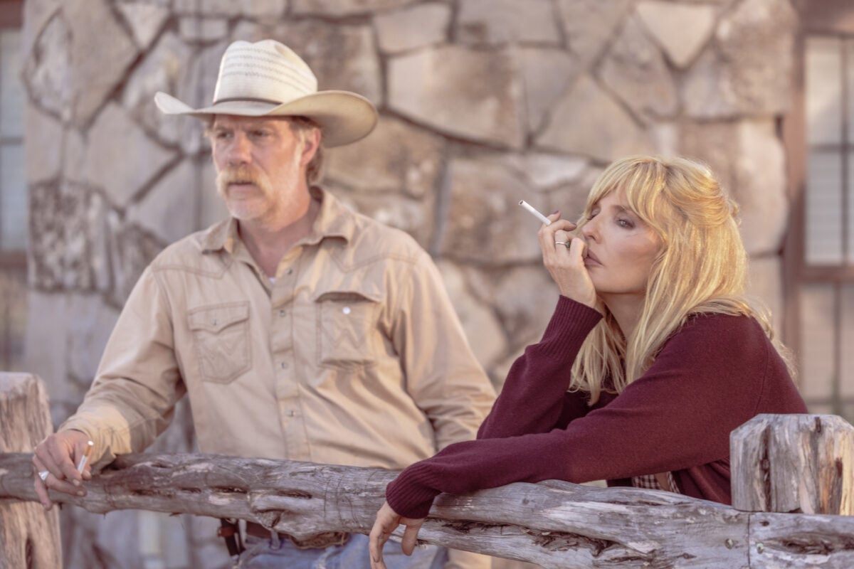 (L-R): Marc Menchaca as Zachariah and Kelly Reilly as Beth Dutton in Dutton Ranch, episode 5, season 1, streaming on Paramount+, 2026.