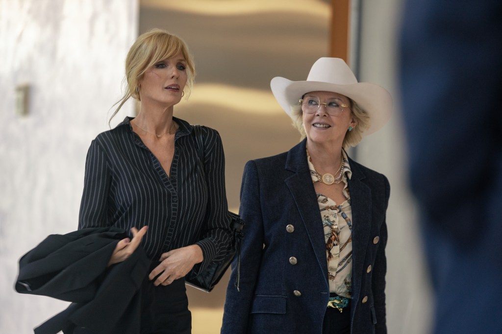 Kelly Reilly as Beth Dutton and Annette Bening as Beulah Jackson in season 1, episode 6, of Dutton Ranch.