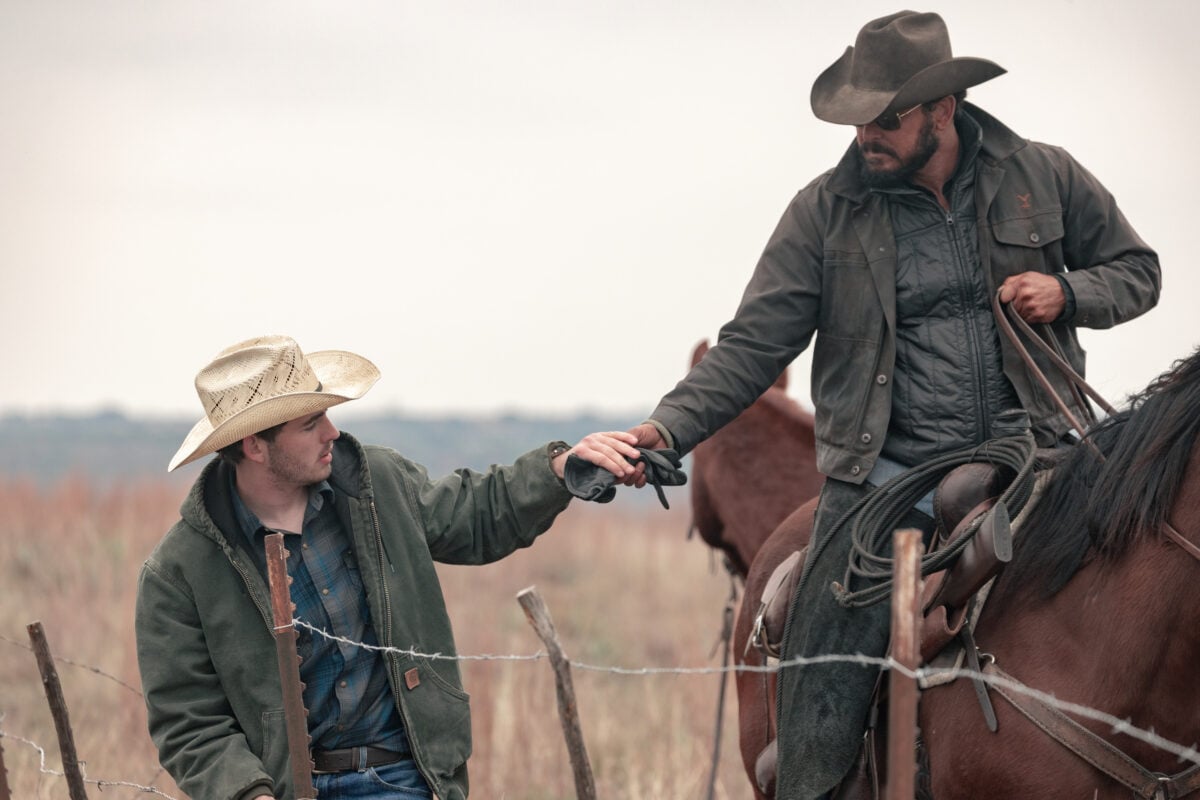 L-R:  Finn Little as Carter and Cole Hauser as Rip Wheeler in Dutton Ranch, streaming on Paramount+, 2026. 
