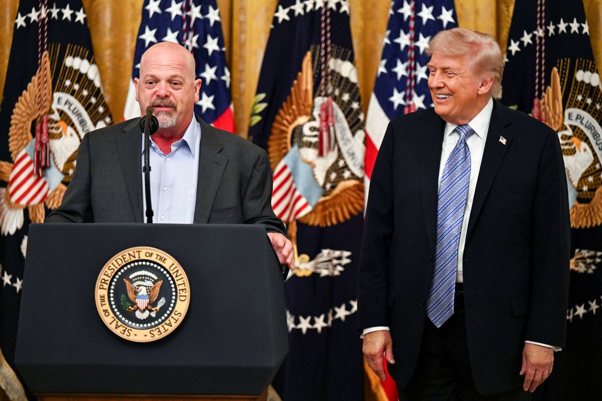 Donald Trump and Rick Harrison speak at the White House
