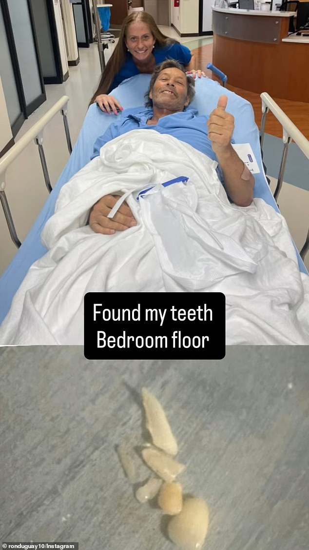 Duguay later shared pictures of his teeth which had fallen out as a result of the fall